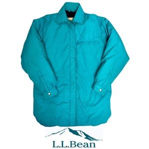 L.L. Bean Winter Goose Down Puffer Coat, Ski Jacket, Teal/Turquoise, Sz Sm, EUC